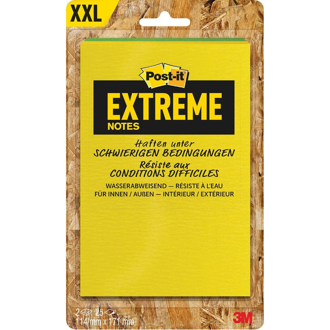 Post-it - ® Extreme Notes, pi 114 x 171 mm, 2 blocs de 25 feuilles, couleurs assorties