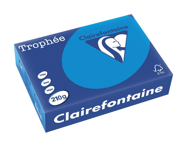 Clairefontaine - Trophée intensiv, farbiges Papier, A4, 210 g, 250 Blech, Türkis