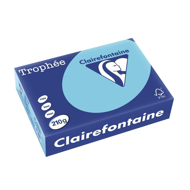 Clairefontaine -  Trophée tel, gekleurd papier, A4, 210 g, 250 vel, helblauw
