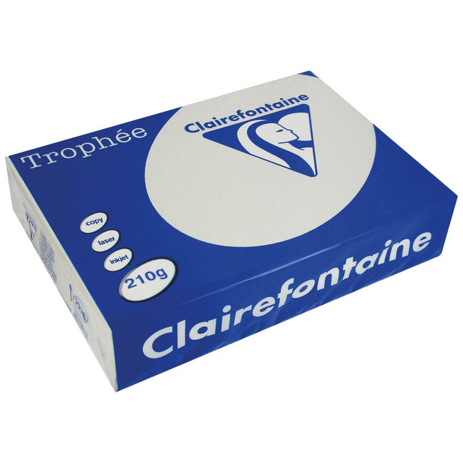 Clairefontaine - Trophée Tél, papier coloré, A4, 210 g, 250 feuilles, gris clair