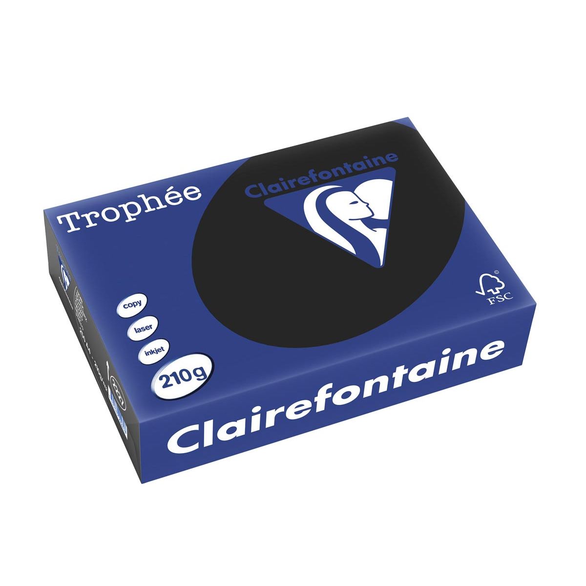 Clairefontaine - Trophée tel, papier coloré, A4, 210 g, 250 feuilles, noir