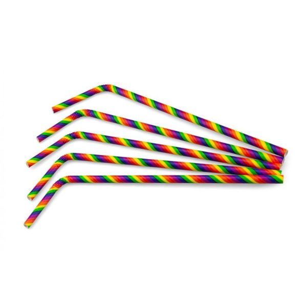 buig drinkrietje papier rainbow ø6mm x 240mm 200 stuks