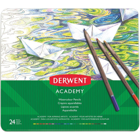 Derwent - crayon aquarelle Academy, boîte de 24 pièces en couleurs assorties