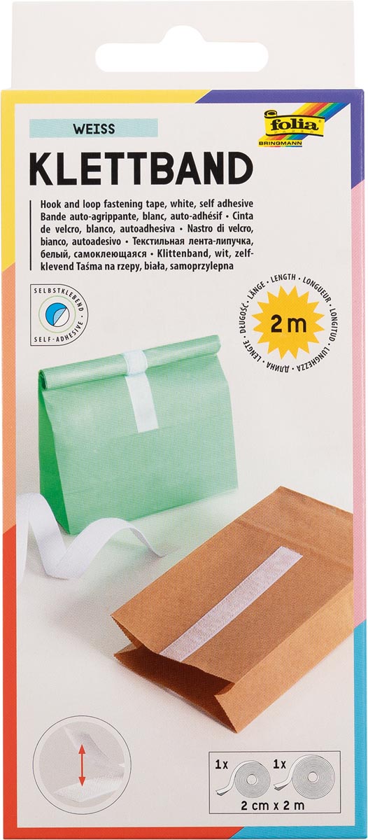 Folia - Bande Velcro 20mmx2m blanche 2 rouleaux