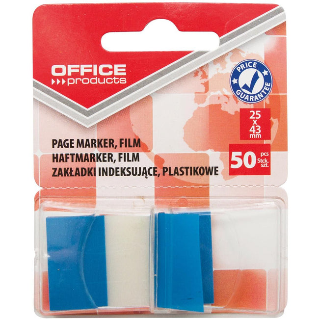 Fournitures de bureau - index, 43 x 25 mm, blister de 50 onglets, bleu