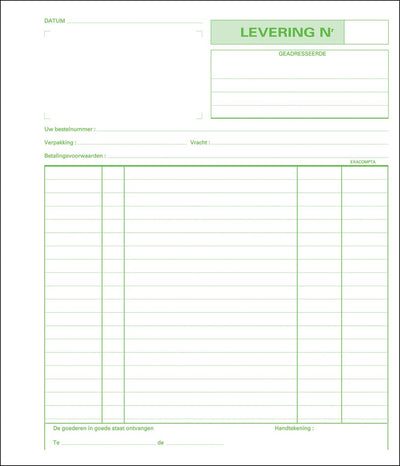 Exacompta -  leveringen, ft 21 x 18 cm, dupli (50 x 2 vel), Nederlandstalig
