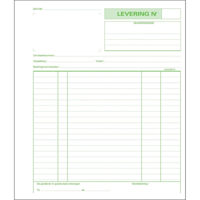 Exacompta -  leveringen, ft 21 x 18 cm, dupli (50 x 2 vel), Nederlandstalig
