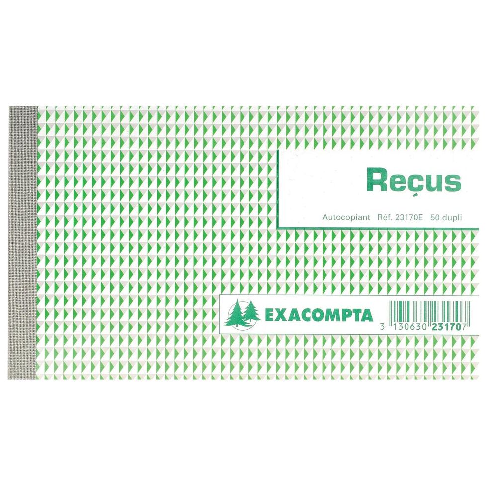 EXACOMPTA - reçus, ft 10,5 x 18 cm, français, dupli (2 x 50 feuilles)