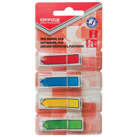 OFFICE products -   index, 12 x 43 mm, geassorteerde kleuren, blister van 4 x 24 tabs