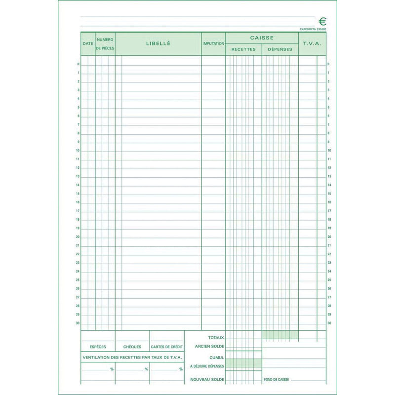 Exacompta - livre de caisse, ft A4, français, duplicata (50 x 2 feuilles)