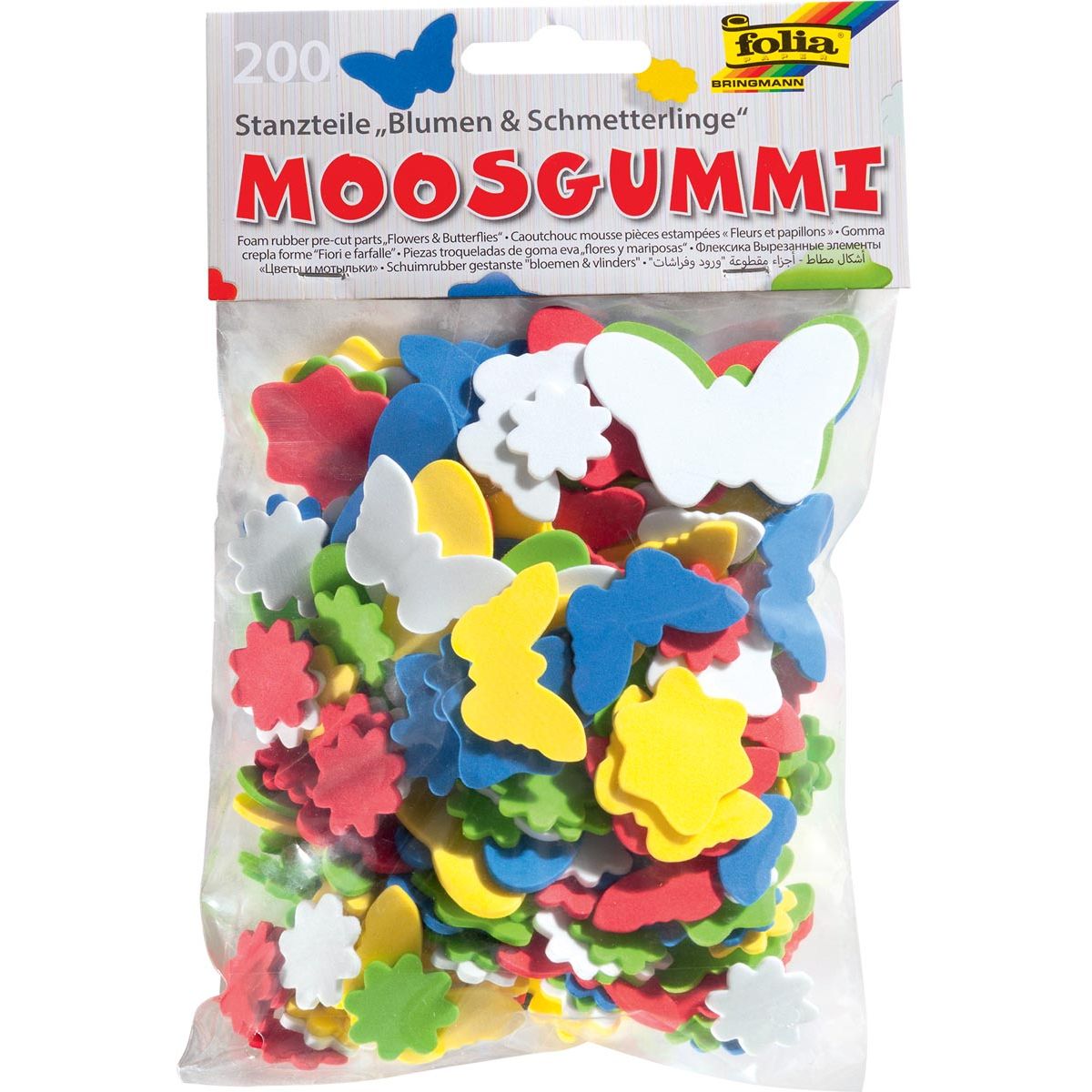 Folia -   mosgummi figuren bloemen en vlinders