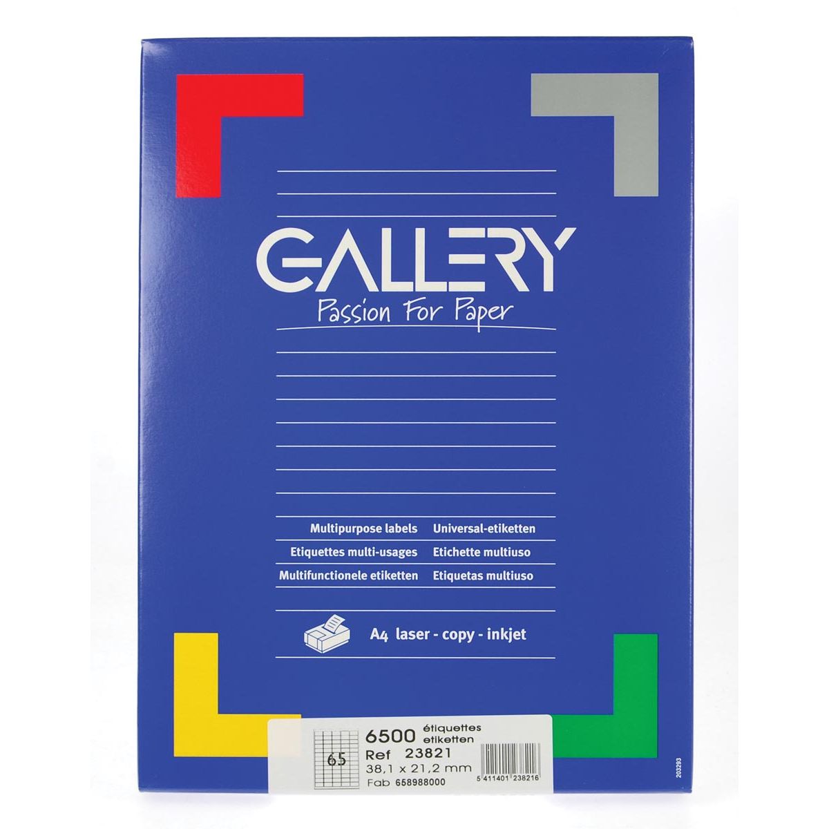 Gallery -   witte etiketten ft 38,1 x 21,2 mm (b x h), ronde hoeken, doos van 6.500 etiketten