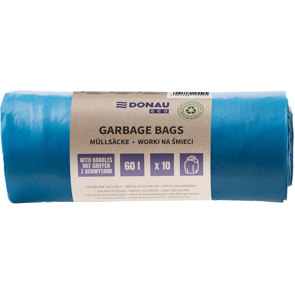 DONAU ECO -   vuilniszak, LDPE, 30 micron, 60 liter, blauw, rol van 10 stuks