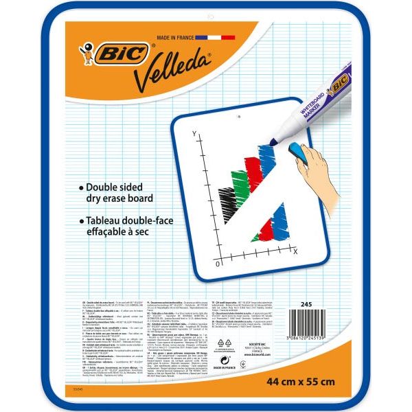 BIC - Tableau blanc Velleda, pi 44 x 55 cm, effaçable à sec, double face et non imprimé des deux côtés