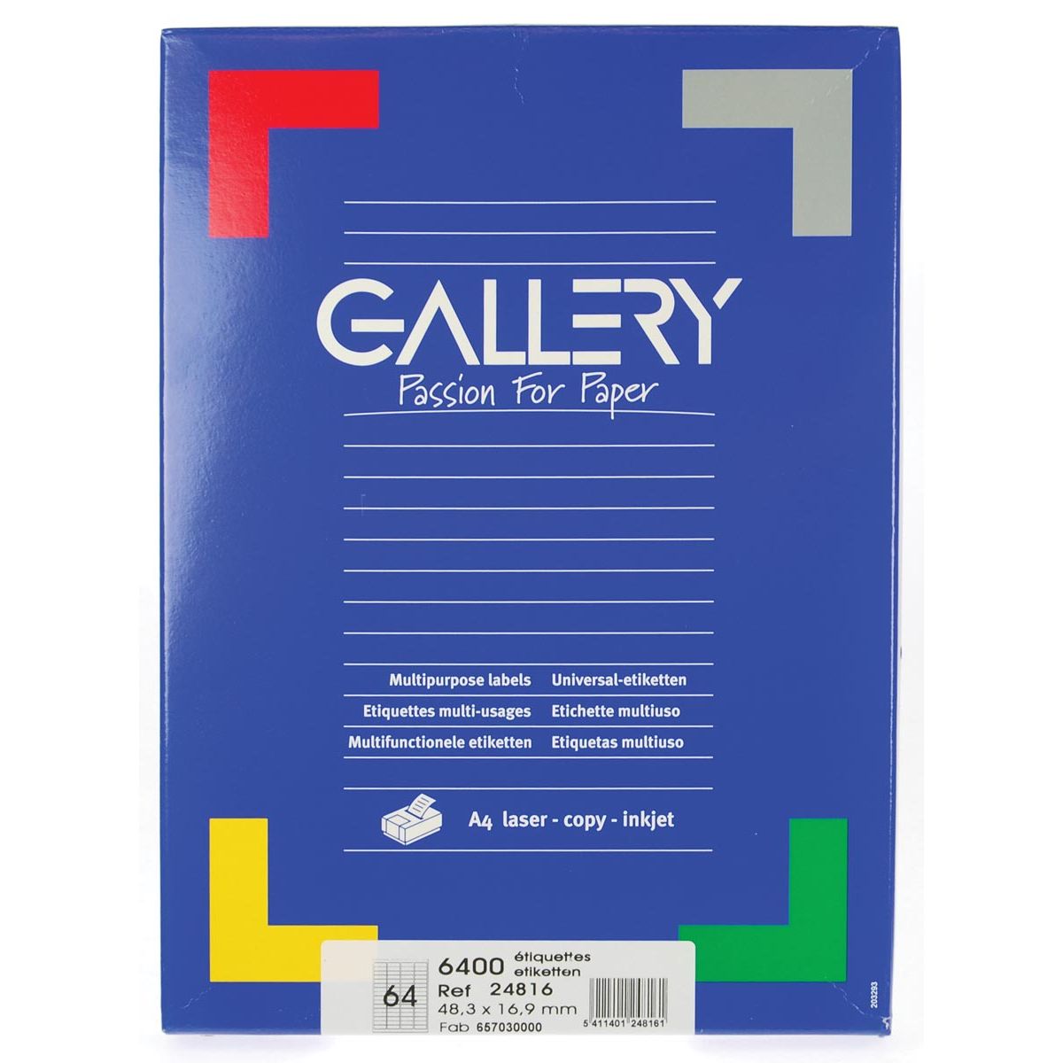 Gallery -   witte etiketten ft 48,3 x 16,9 mm (b x h), ronde hoeken, doos van 6.400 etiketten