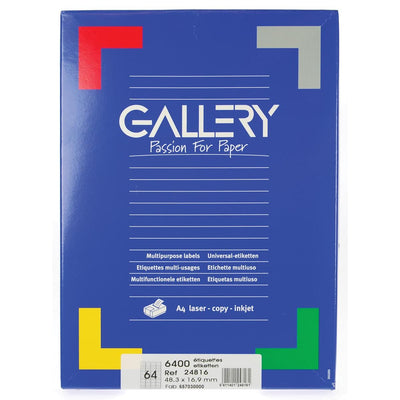Gallery -   witte etiketten ft 48,3 x 16,9 mm (b x h), ronde hoeken, doos van 6.400 etiketten