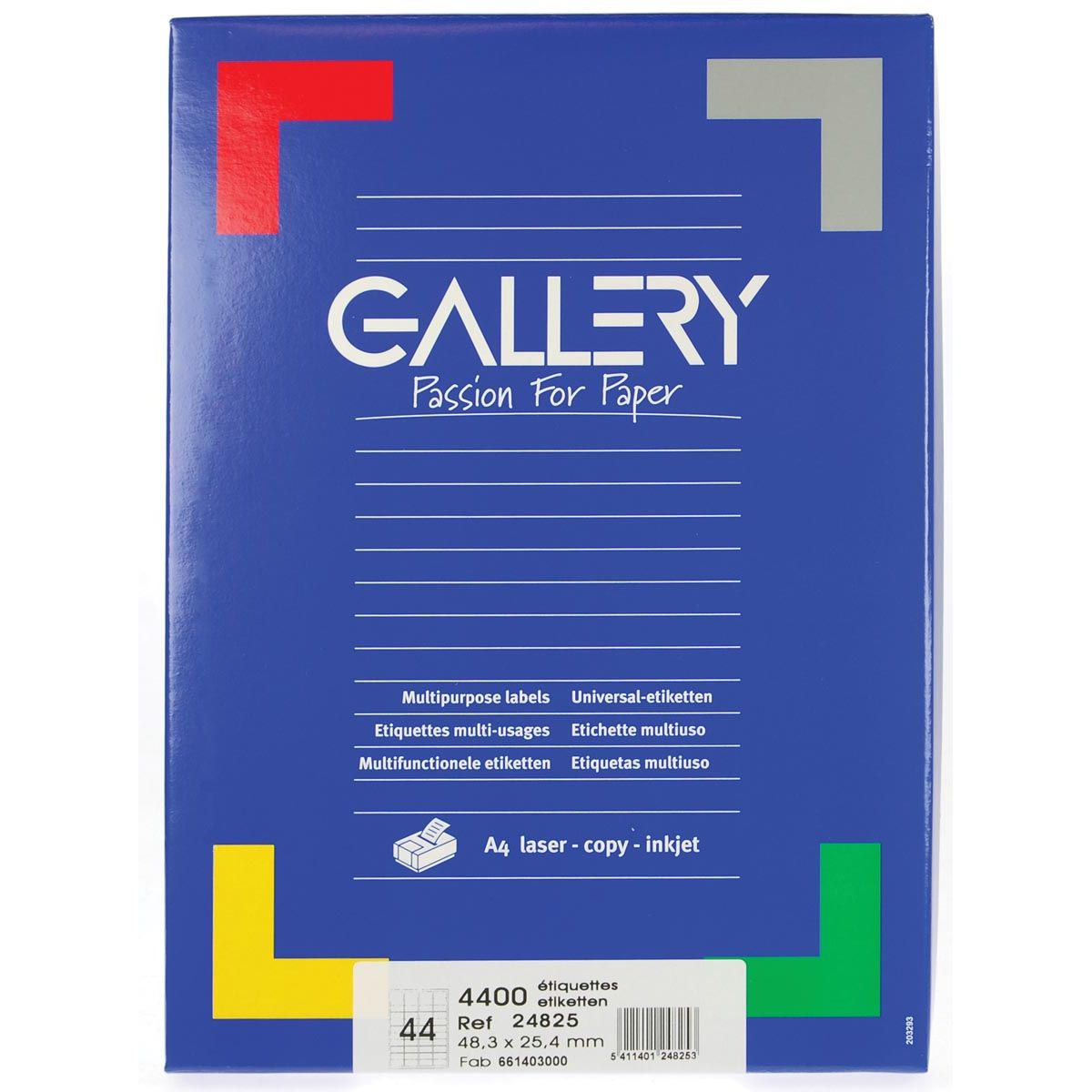 Gallery -   witte etiketten ft 48,3 x 25,4 mm (b x h), ronde hoeken, doos van 4.400 etiketten
