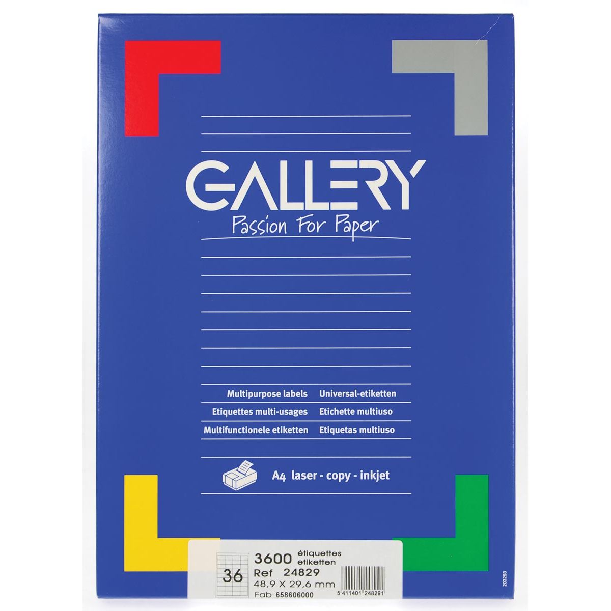 Gallery -   witte etiketten ft 48,9 x 29,6 mm (b x h), rechte hoeken, doos van 3.600 etiketten