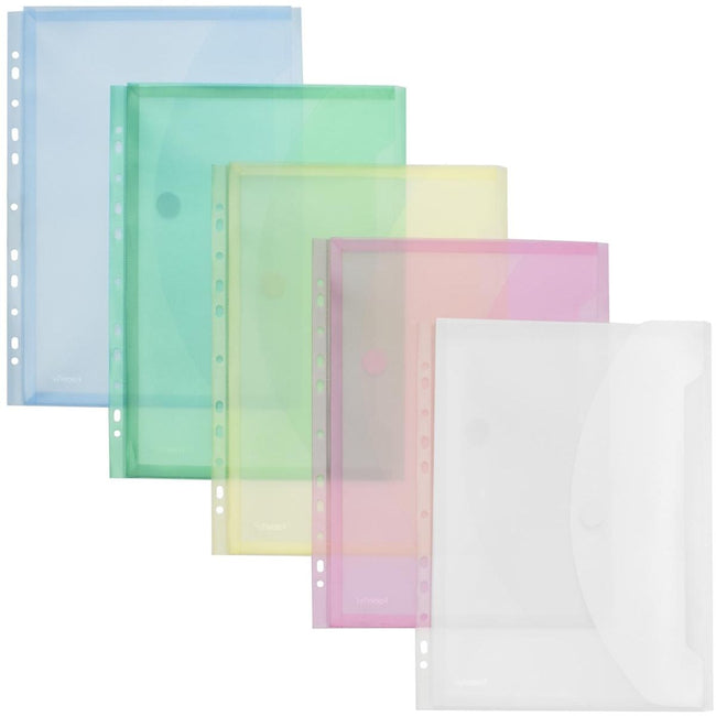 Foldersys - sac de présentation perforé A4, couleurs assorties, paquet de 10