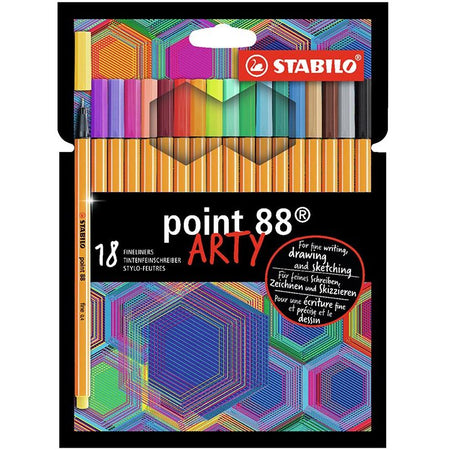 STABILO -  Point 88 fineliner ARTY, etui van 18 stuks, assorti