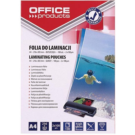 OFFICE products -   lamineerhoes ft A4, 200 micron (2 x 100 micron), pak van 100 stuks