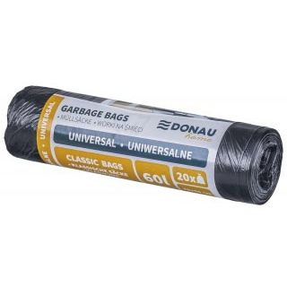DONAU HOME -   vuilniszak, 7 micron, ft 70 x 59 cm, 60 liter, zwart, pak van 20 stuks