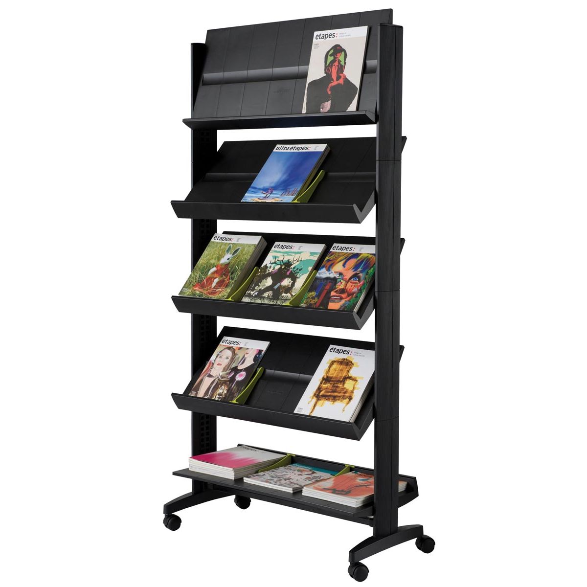 Paperflow - Porte-brochures mobile Grand noir
