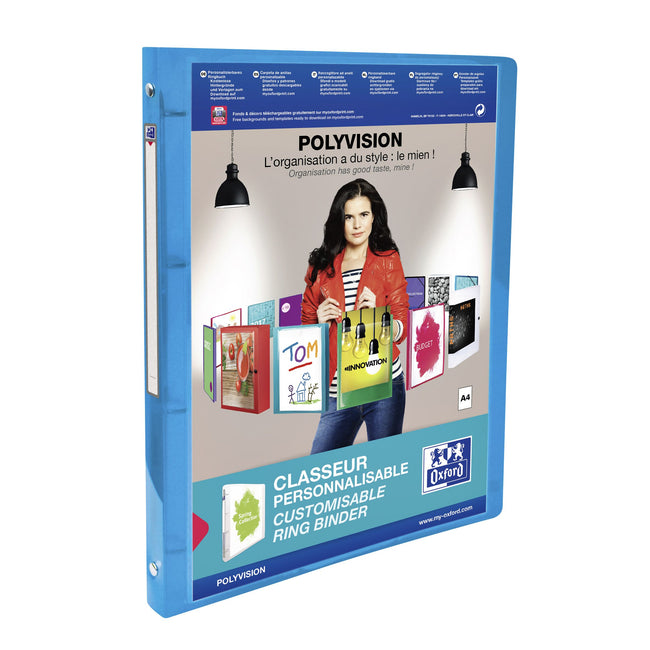 Oxford - Classeur de présentation Polyvision A4 4 anneaux O-mech 20mm bleu | 12 pièces