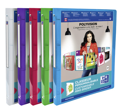 Oxford - Classeur de présentation Polyvision A4 4 anneaux O-mech 20mm assortis | 12 pièces