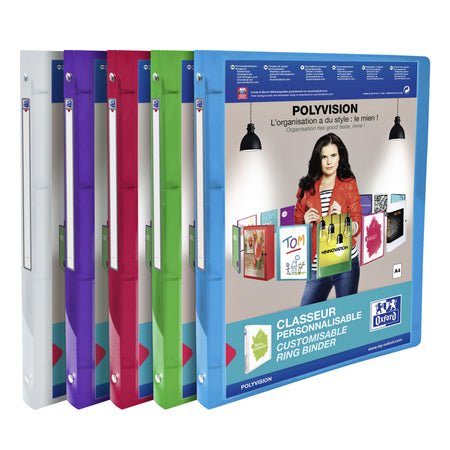 Oxford - Classeur de présentation Polyvision A4 4 anneaux O-mech 20mm assortis | 12 pièces
