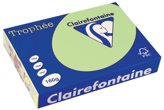 Clairefontaine - Trophée Tel, farbiges Papier, A4, 160 g, 250 Blatt, Grün