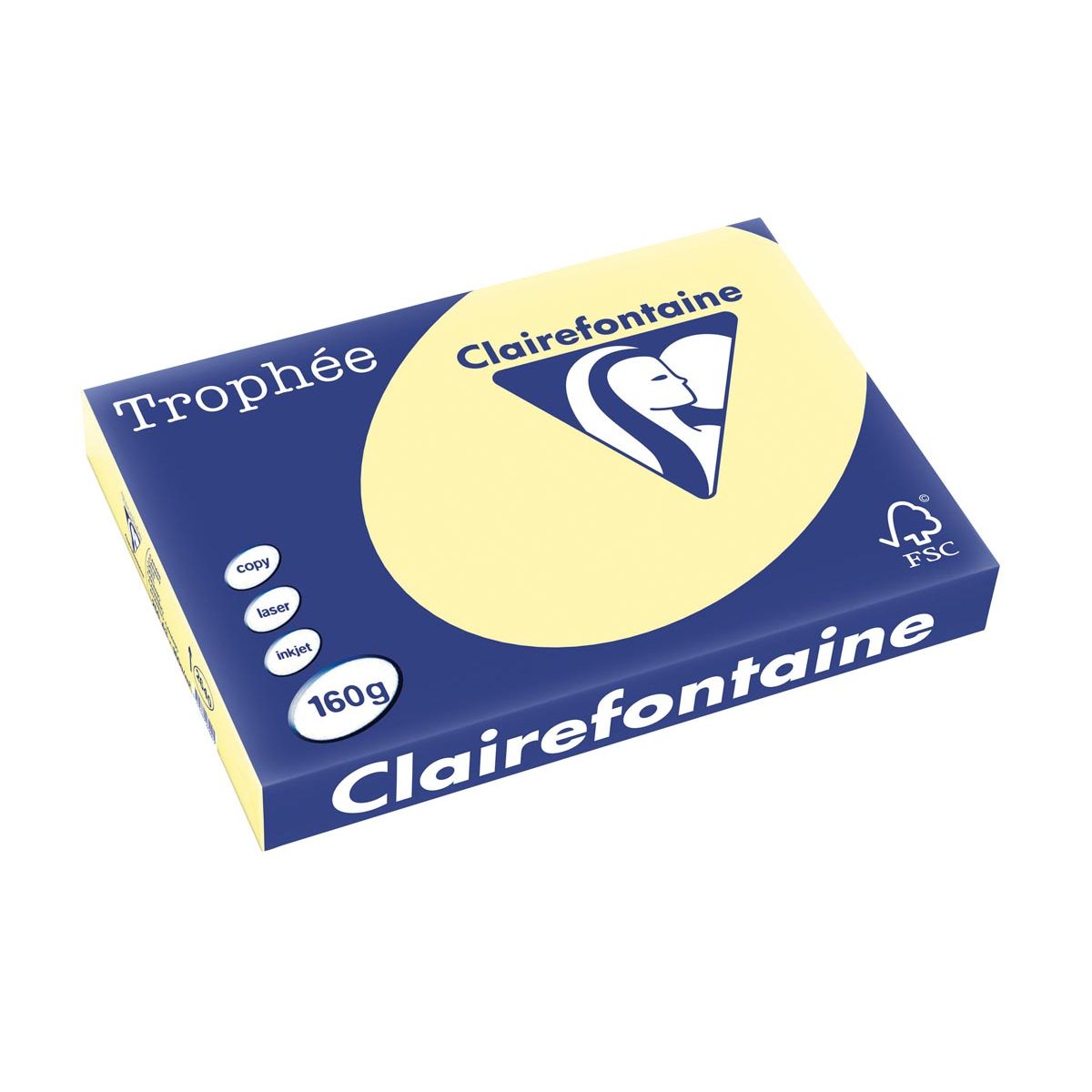 Clairefontaine - Trophée tel, papier coloré, A3, 160 g, 250 feuilles, jaune canari