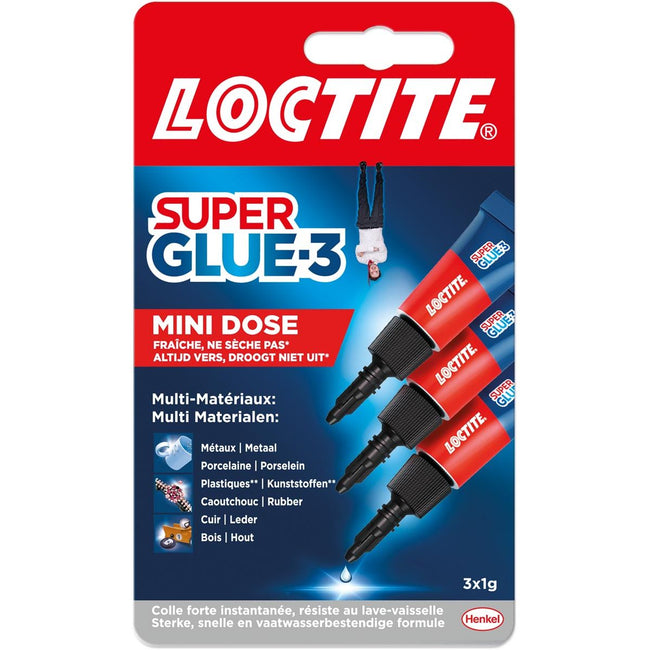 Loctite - Mini Dose secondelijm, 1 g, 2 + 1 gratis, op blister