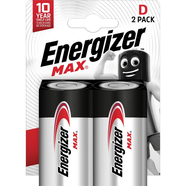 Energizer -  batterijen Max D, blister van 2 stuks