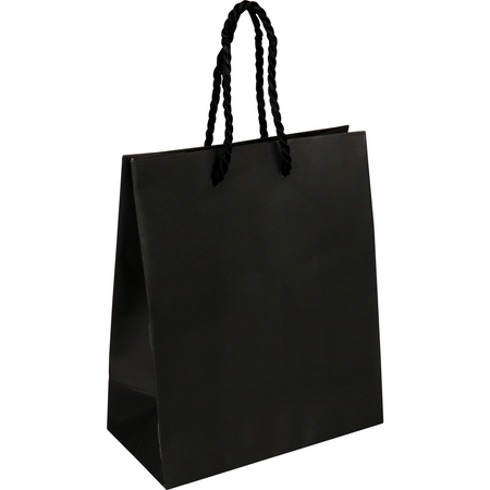 Klika - Tasche | Papier | mit Kordel | 16x8x19cm | Einkaufstasche | schwarz | 100 Stück