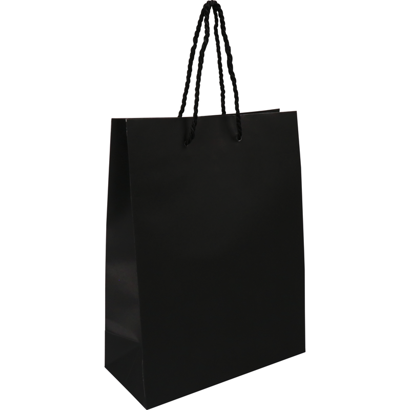 Klika - Sac | Papier | avec cordon | 22x 10x29cm | sac fourre-tout | noir | 100 pièces