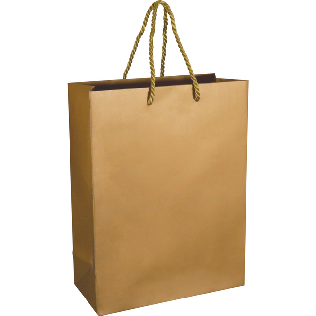 Klika -  Tas | Papier | met koord | 22x 10x29cm | draagtas | goud/wit | 100 stuks