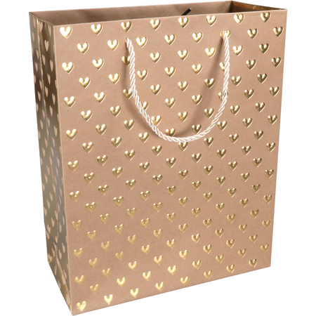 Klika -  Tas | Love | Papier | 26x 12x32cm | draagtas | bruin/goud | 40 stuks