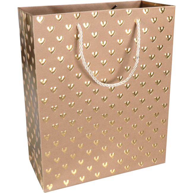 Klika -  Tas | Love | Papier | 26x 12x32cm | draagtas | bruin/goud | 40 stuks