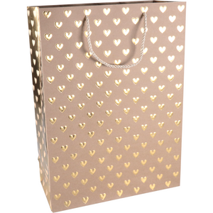 Klika -  Tas | Love | Papier | 30x 12x42cm | draagtas | bruin/goud | 40 stuks