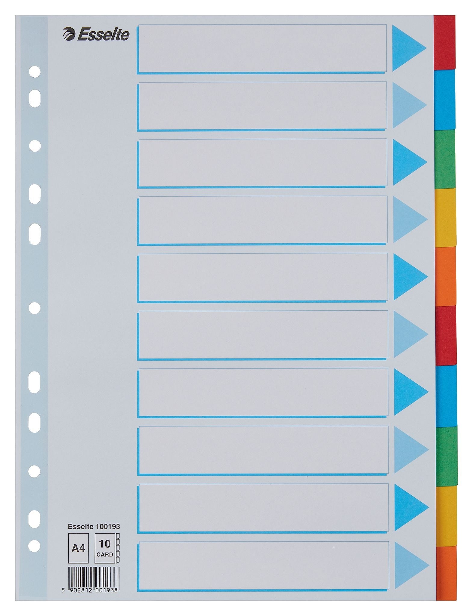 Esselte - Tabs Standard A4 10-teiliger Karton 11-Ring mit sortiertem Deckblatt | 10 Stück
