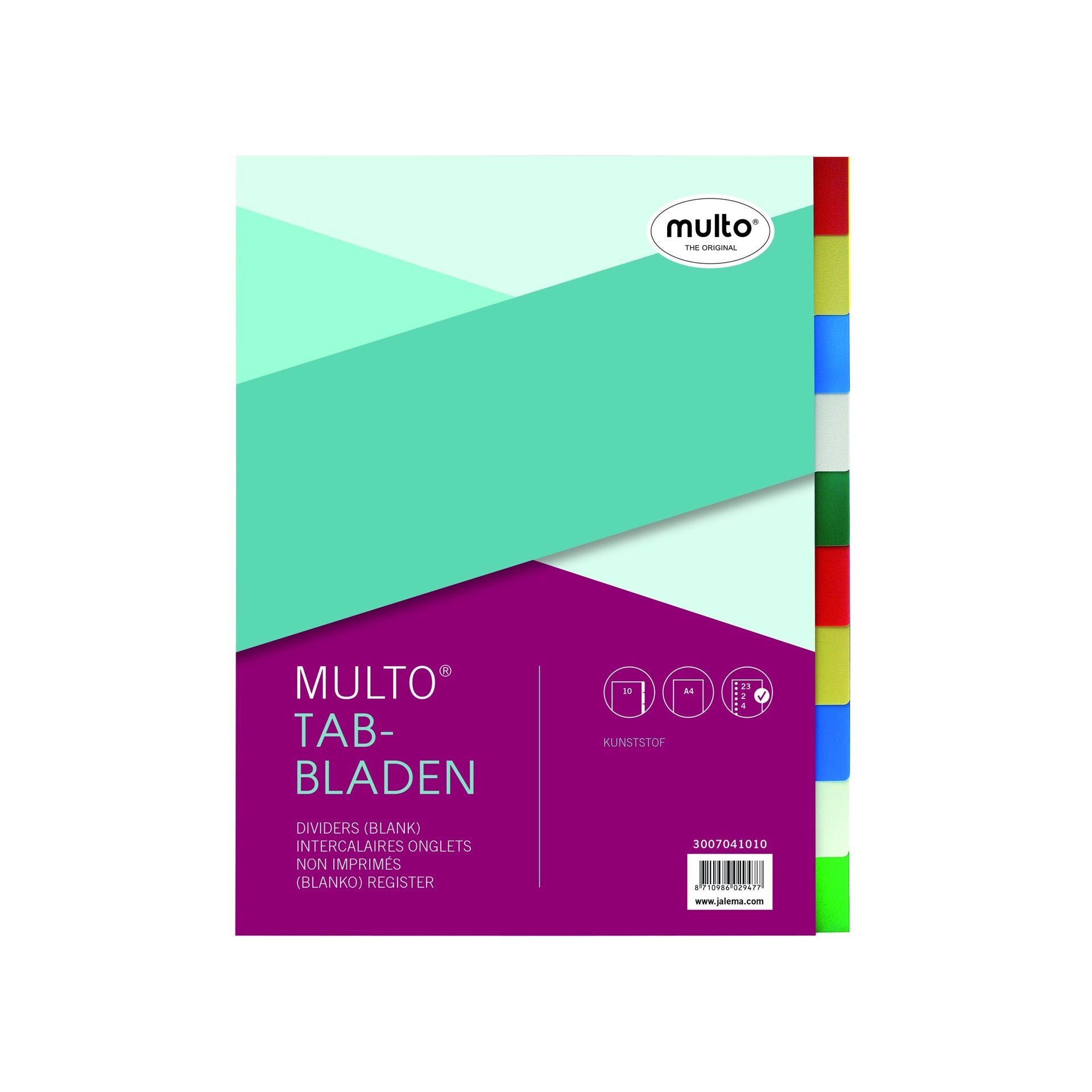 Multo - Tabs A4 23-Loch 10-teilig PP sortiert