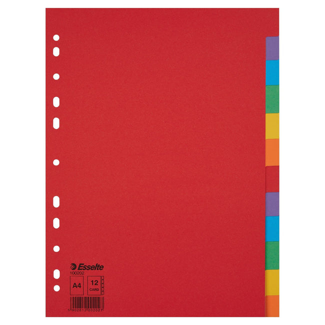 Esselte - Tabs Economy A4 12-teilig aus Karton 11-Ring sortiert | 10 Stück