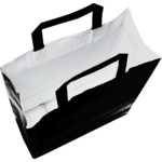 Klika - Tas | Kraftpapier Flachpapiergriff | 32x 16x43cm | Tragetasche | Schwarz und weiß 250 Stück