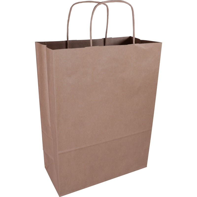 Klika - Sac | Papier kraft | cordon de papier torsadé | 26x 12x34cm | sac fourre-tout | marron | 100 pièces