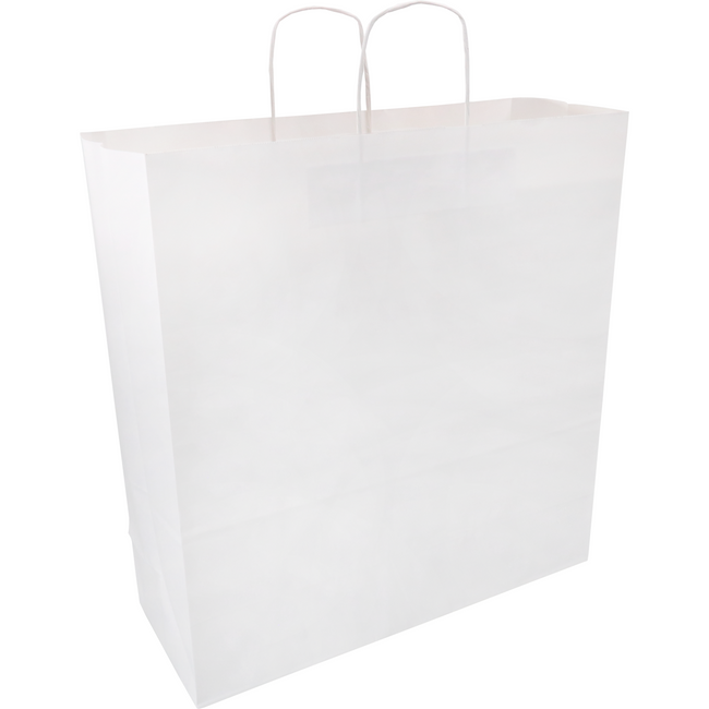 Klika -  Tas | Kraftpapier | gedraaid papieren koord | 45x 17x48cm | draagtas | wit | 100 stuks