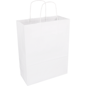 Klika -  Tas | Kraftpapier | gedraaid papieren koord | 26x 12x34cm | draagtas | wit | 100 stuks