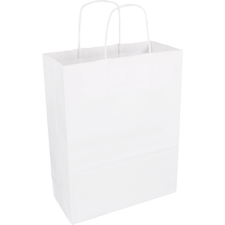 Klika - Sac | Papier kraft | cordon de papier torsadé | 26x 12x34cm | sac fourre-tout | blanc | 100 pièces