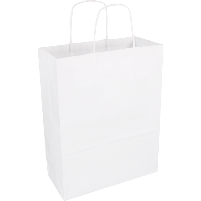 Klika -  Tas | Kraftpapier | gedraaid papieren koord | 26x 12x34cm | draagtas | wit | 100 stuks