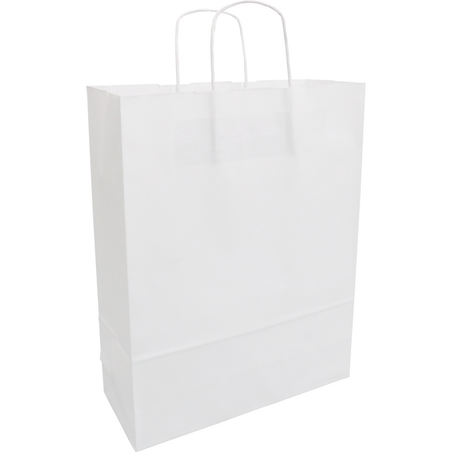 Klika -  Tas | Kraftpapier | gedraaid papieren koord | 32x 12x41cm | draagtas | wit | 100 stuks
